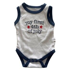 Tahari baby My First 4th Of July Baby one piece  0-3M Sleeveless White & Navy